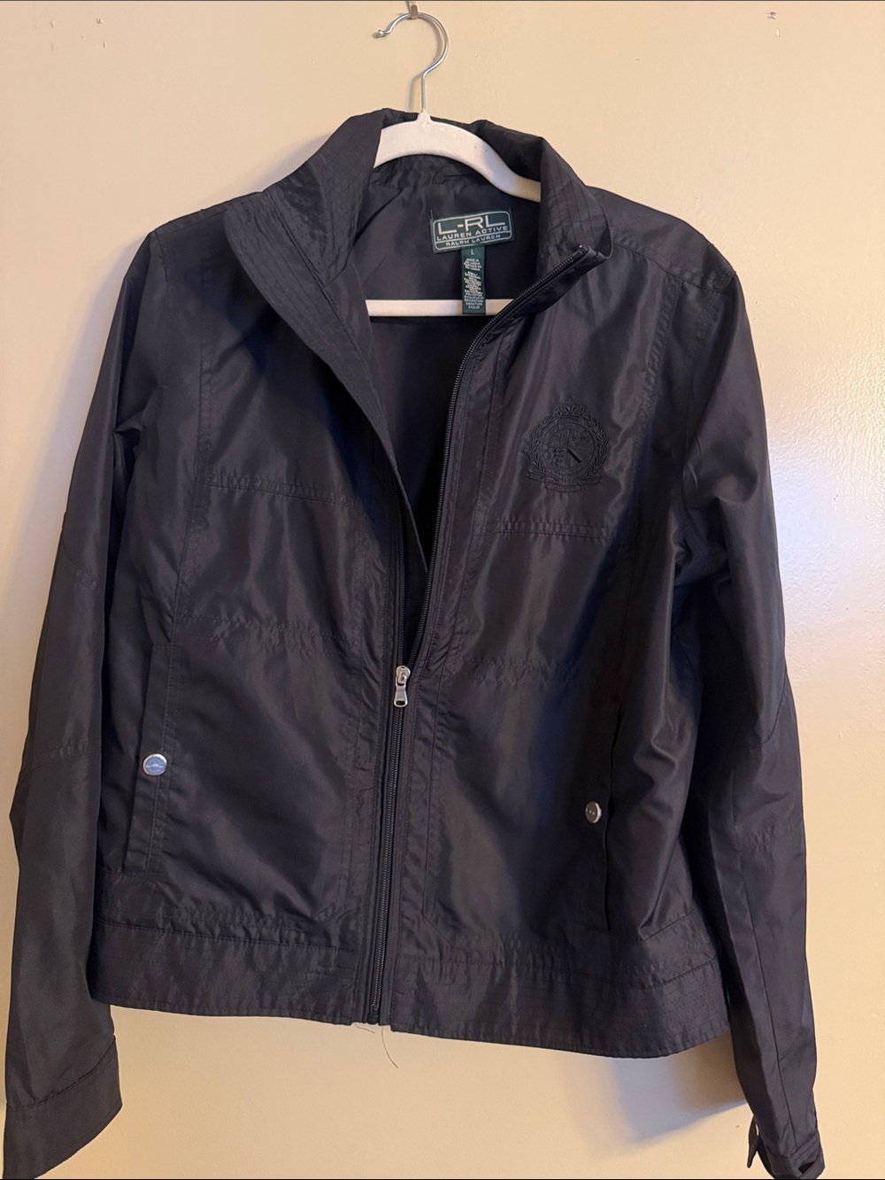 Ralph Lauren Black Men's Zip-Up Crest Windbreaker